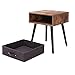 IWELL Mid-Century Nightstand, Wooden End Table with Drawer, Side Table for Small Spaces & Bedroom, Solid Wood Legs Decent Furniture, Brown