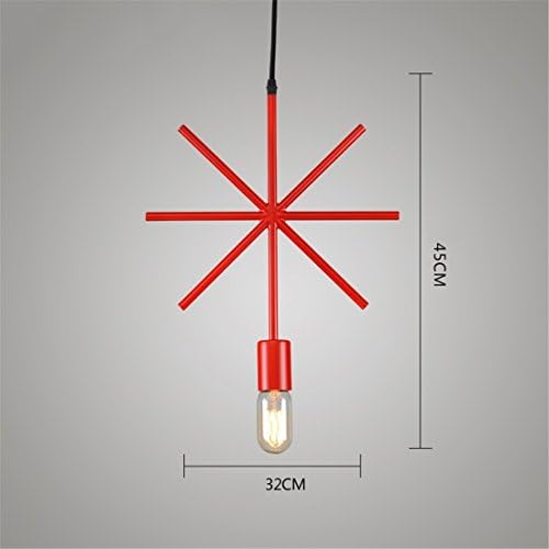 Stazsx Pendant Lights Red Chandelier Geometric Head Chandeliers Nordic Style Chandeliers Coffee Restaurant Lamps Wrought Iron Geometric Single Chandeliers, red (Rice Font) [Energy Class A++]