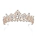SWEETV Royal CZ Crystal Crown for Women, Rose Gold Bridal Tiara, Princess Headpieces Prom Birthday Wedding Hair Accessories