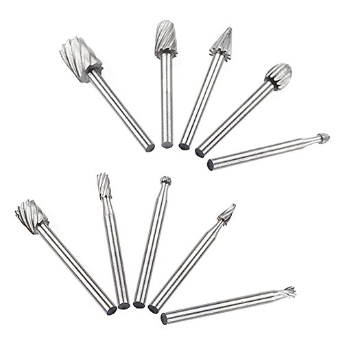 Transser 3mm Shank Woodworking HSS Micro Milling Cutter Tool Routing Wood Machine Set Router Bits For Wood Cutter (silver - 10pcs x 1 set)