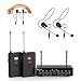 Wireless Microphone System,Fifine UHF Dual Channel Wireless Microphone Set with 2 Headsets and 2 Lapel Lavalier Microphone.Ideal for Church, Weddings,Presentations,School Play-K038