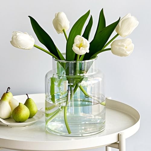 Clear Vases for Centerpieces Glass Innjoii - Large Vase Wide Flower Vintage Modern Big Mouth Giant Home Decor, Bouquet for Wedding Living Room Dining Table