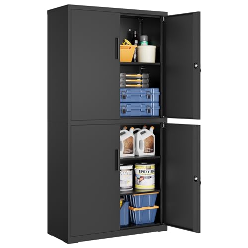 SONGMICS Aktenschrank, mit 4 Türen und 5 Ebenen, 80,1 x 40,2 x 180 cm