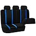 FH Group Full Set Cloth Car Seat Covers for Low Back Front Seat Covers, Airbag Compatible, Split Bench Rear Seat, Universal Fit, Washable Seat Cover for SUV, Sedan, Van, Blue