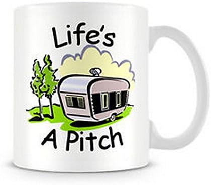 Emana Camper van mug - Life's a pitch - camping fun custom gift printed mugs Ceramic Mug Water Cup Popular White Coffee Mugs
