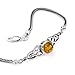 Chuvora Sterling Silver Genuine Amber Stone Celtic Trinity Knot Triquetra Triskelion Trikele Bracelet 8