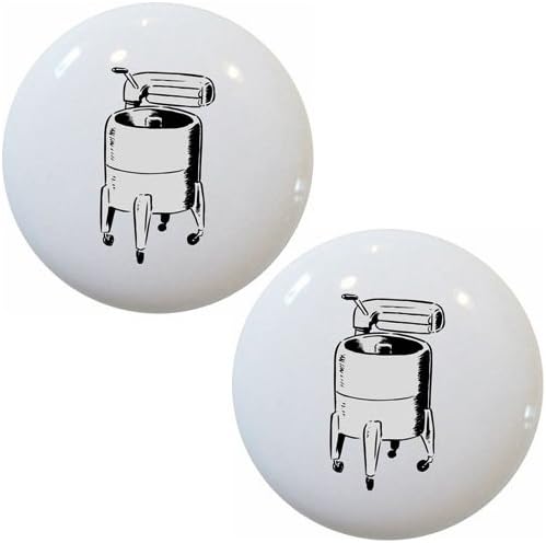 Set of 2 Wringer Washing Machine Laundry Ceramic Cabinet Drawer Knobs