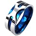 KONOV Mens Stainless Steel Ring, 8mm Classic Band, Blue, Size 12