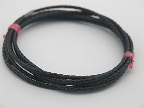 2 Yards 3.0mm Black Color Soft Braided Bolo Real Leather Cord