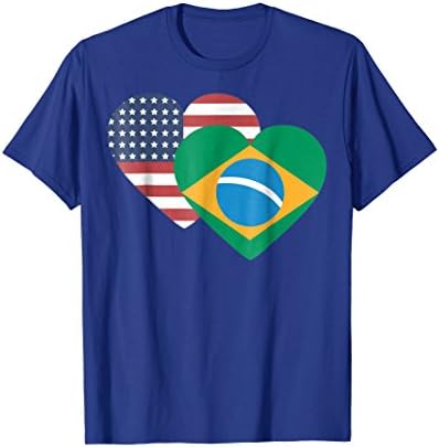 Mens Brazil USA Heart Flag T-shirt Tee Tees T Shirt Tshirt Medium Royal Blue