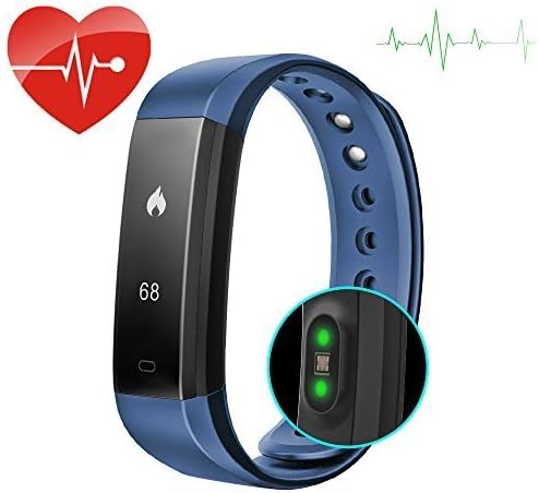 JKFIT ID115 HR Fitness Tracker with Heart Rate Monitor Pedometer,Waterproof Activity Tracker Watch for Android &amp; IOS (Blue)