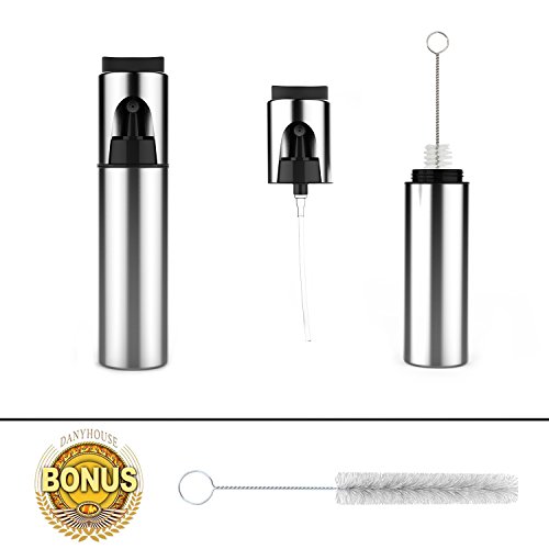 Olive Oil Sprayer, Stainless Steel Olive Oil Dispenser Cooking Spray Bottle Oil Mister Kitchen Vinegar Sprayer Barbecue Marinade Spray Bottle with Bouns Brush (Not Oil Column)