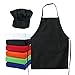 Odelia Kids Chef Hat Apron - Kitchen Cooking Baking Wear (M 6-12 Year, Black)