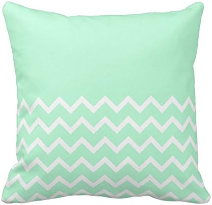 Super Soft Fashionable Designed Durable Cotton Pillowcase Mint Green Chevron Stripes Pattern Decorative Throw Pillow Case Cushion Cover