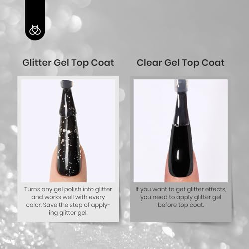 BEETLES 2 IN 1 SILVER GLITTER SEQUINS TOP COAT, 15 ML NO WIPE TOP COAT SOAK OFF UV LED GEL NAIL POLISH LONG LASTING HIGHLY SHINE MANICURE ART DECORATION SUPPLIES