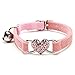 Pink Love Heart Bling Cat Collar with Safety Belt and Bell 8-11 Inches, Gift for Valentine's Day