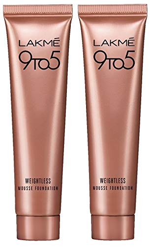 Lakme 9 to 5 Weightless Mousse Foundation, Beige Vanilla, 6g & Lakme 9 to 5 Weightless Mousse Foundation, Rose Ivory, 6g
