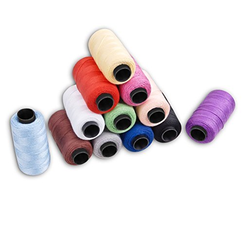 Hamhsin 12 PCS Jeans Thread Set,Sewing Thread Kit ,Polyester Thread Sewing Coil 180 Yards/165m , for Denim Leather,Quilt Blanket Cushion Curtain Handwork etc.