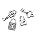KISSITTY 50pcs Antique Silver 10 Styles Vintage Skeleton Small Key & Lock Charms Collection 10-21.5x6.5-10mm for DIY Jewelry Craft Making