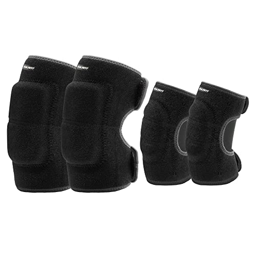EULANT Kinder Schonerset, Junge Knieschoner und Ellenbogenschoner,Mädchen Protektoren Set für MTB Scooter Skateboard Radfahren Reiten Skater Volleyball Tanzen, Schwarz S Set
