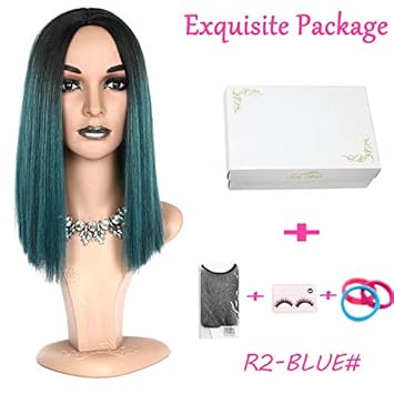 Black Root Ombre Blonde 613 Wig Straight Synthetic Wigs Short