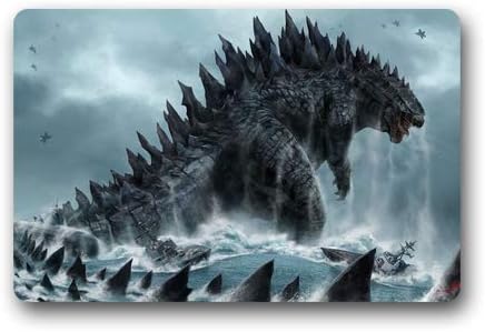 vrupi Godzilla fierce monster pattern mat custom home decoration indoor outdoor non-slip door mat rectangular fashion carpet bathroom hotel toilet flannel door mat 40 * 60cm