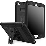 MoKo Case Fit iPad Mini 4 - Silicone + Black Hard Polycarbonate Protector Cover Case with Foldable Stand & Built-in Screen Protector/Bumpers Fit Apple iPad Mini 4 2015 Tablet, Black