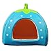 Leegoal Strawberry Small Cotton Soft Dog Cat Pet Bed House (Blue, M)