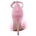 MMJULY Women's Open Toe Ankle Strap Fluffy Feather Stiletto High Heel Dress Sandal