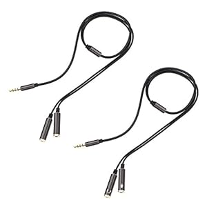AFUNTA 3,5 mm Combo audio-adapter en audio-splitterkabel, stekker op 2 vrouwelijke jacksplitter Aux voor smartphone PS4…