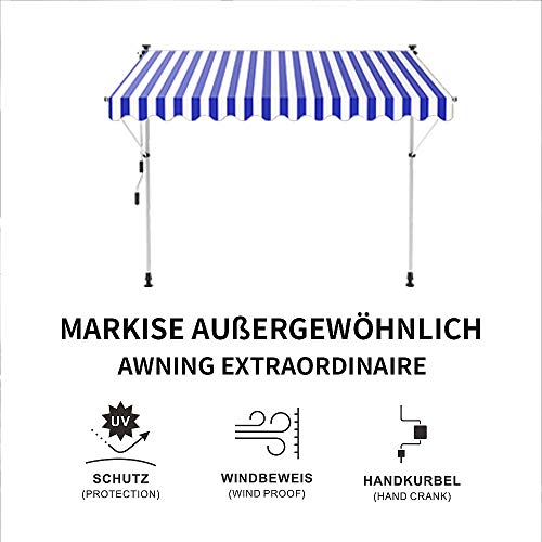 Melko Klemmmarkise mit LED Beleuchtung 200 cm breit Grau Balkomarkise ohne Bohren Sonnenschutz Terrassenüberdachung – Bild 5