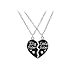 Hosaire Necklace Set Big Little Sister 2 Piece Love Heart Necklace Family Gift for Women Girl Friendship Black