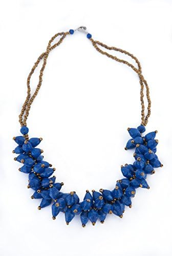 "Bubbles" Royal Blue,Eco-Friendly Recycled Paper Bead Necklace, Handmade in Uganda with Love
