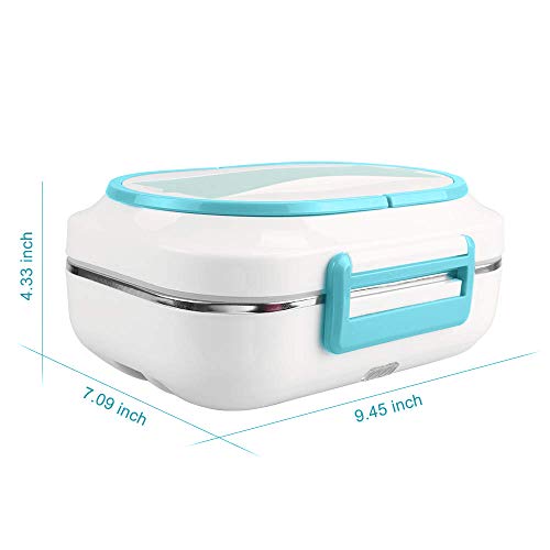 Portable Food Warmer - 3 Compartments Electric Lunch Box - Stainless Steel Spoon Fork -110 12v Heated Lunch Box With Car Adapter - Insulated Leakproof Hot Lunch Containers For Adults Kid Truck Driver
