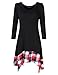 AMZ PLUS Women Irregular Hem Long Sleeve Loose Shirt Dress Top (3XL, Black-red£
