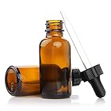 Yesker Amber Glass Bottles Essential Oils Glass Eye Dropper 30 ml (1oz) Essential Oils, Chemistry Lab Chemicals, Colognes & Perfumes- Pack of 6