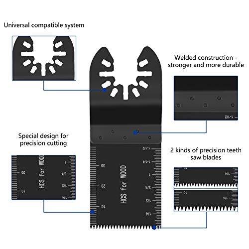 Werkzeug Oscillating Saw Blades, Universal blades Multi Tool Quick Release Saw Blades Kit for Metal, Wood and Plastic Cutting Oscillating Tool Fit Dewalt, Porter Cable, Ryobi, Fein Multi, 23 Pieces - Thumbnail 2