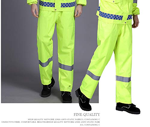 XUHAN High Visibility Reflective Waterproof Rain Jacket Working Clothes Motorcycle Cycling Sports Outdoor Reflective Safety Clothing with pants (L)