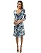 PattyBoutik Women's Faux Wrap A Line Dress (Blue, Green and White XL)