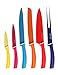 Hecef 6pcs Stainless Steel Colorful Knife Set - Colored Knife Set with Matching Color Case - Parling Utility Slicing Bread Chefs Knife all with Knife Cover/Sheath