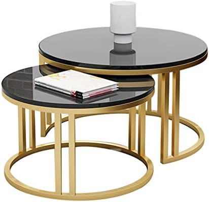 Black 32 Knowlife Coffee Table Set Of 2 Nesting Tables Modern Round Walnut Top End Table For Living Room And Small Space Nesting Tables Home Kitchen
