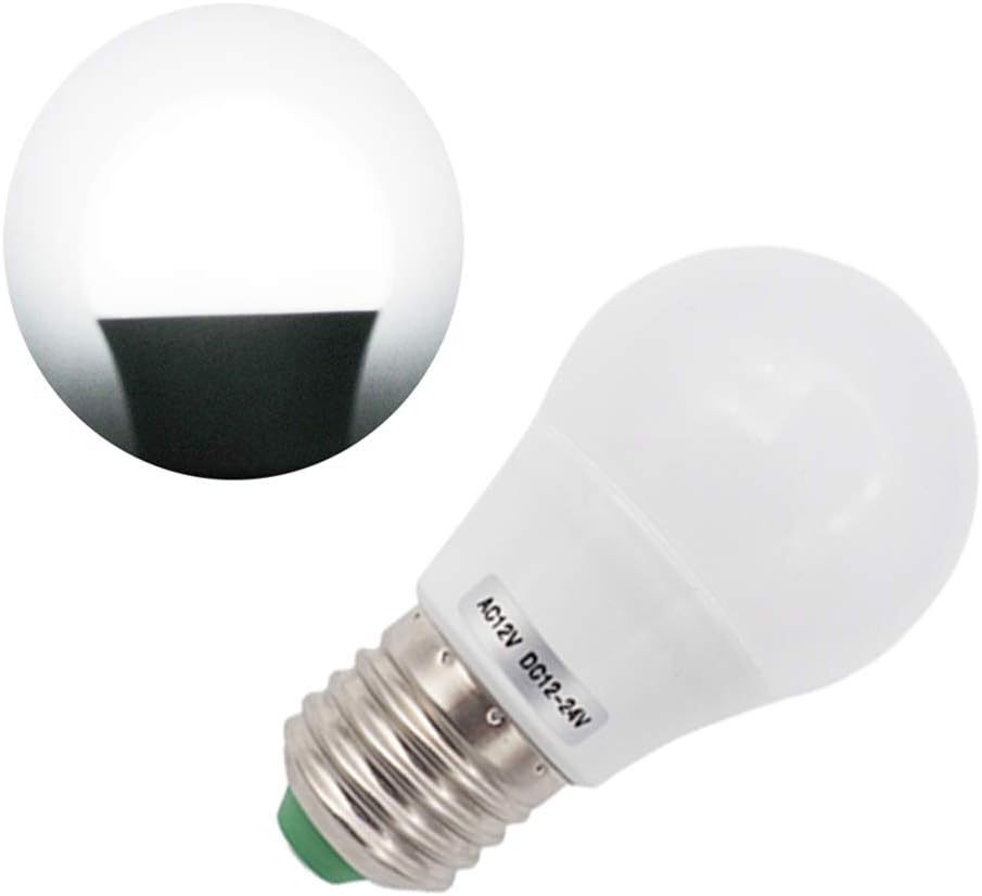 GLMING E27 3Watt 6-5730 SMD LED Ceramic Light Bulb 12V Low Voltage 30W Incandescent Lamp Replacement Home Lighting Cool White Pack of 2 - Image 3