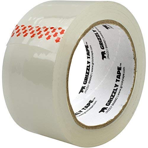 Grizzly Power Clear Packing Tape (6 Rolls) | Heavy Duty Packing Tape (2 Inch x 65 Yards) | 2.8mil Thick Strong Adhesive for Moving Boxes, Shipping Cartons, Office Use, Storage & Wrapping (390 Yards)