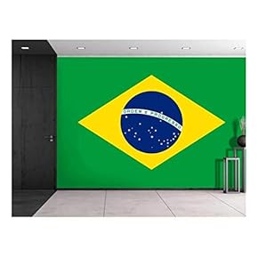 Large Wall Mural - Flag of Brazil | Self-Adhesive Vinyl Wallpaper/Removable Modern Decorating Wall Art - 66" x 96"