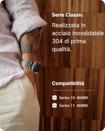Fullmosa Apple Watch 11/10 46mm Stainless Steel Strap | Adjustable Replacement Bands for Men and Women Compatible with Apple Watch Band 46mm Series 11 10, Silver