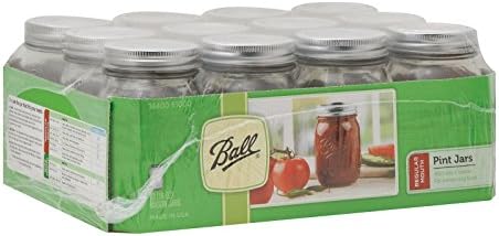 Ball Mason Jars Pint ( 16 Oz ) Regular Mouth Bands And Dome Lids 12 / Box