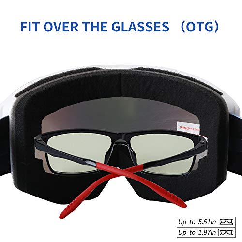 XR Ski Snowboard Goggles Anti-Fog UV Protection HD Cylinder Lens Over Glasses Non-Slip Strip Snow Goggles for Men&Women (Pink) - Thumbnail 5