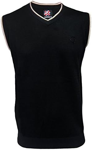 Black V Neck Warrior Retro 70's Mod/Golf Vintage Tank Top/Vest S-4XL
