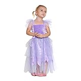 Girls Princess Fairy Wings Tutu Long Dress Birthday Party Costume Halloween, Purple 4-6 Year