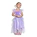 Girls Princess Fairy Wings Tutu Long Dress Birthday Party Costume Halloween, Purple 4-6 Year